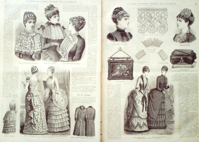 Journal Mode illustrée 1884 #  5 Robes en faille & velours