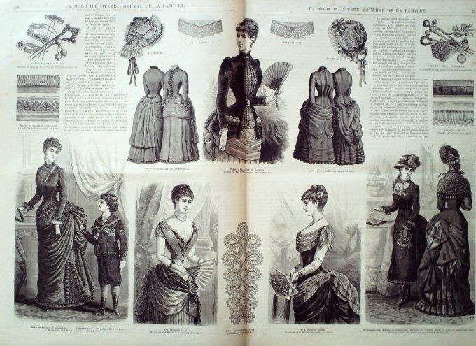 Journal Mode illustrée 1884 #  5 Robes en faille & velours