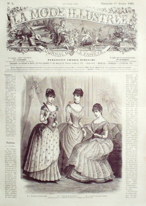 Journal Mode illustrée 1885 #  5 Toilettes de jeunes filles