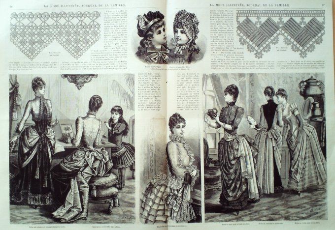 Journal Mode illustrée 1885 #  5 Toilettes de jeunes filles