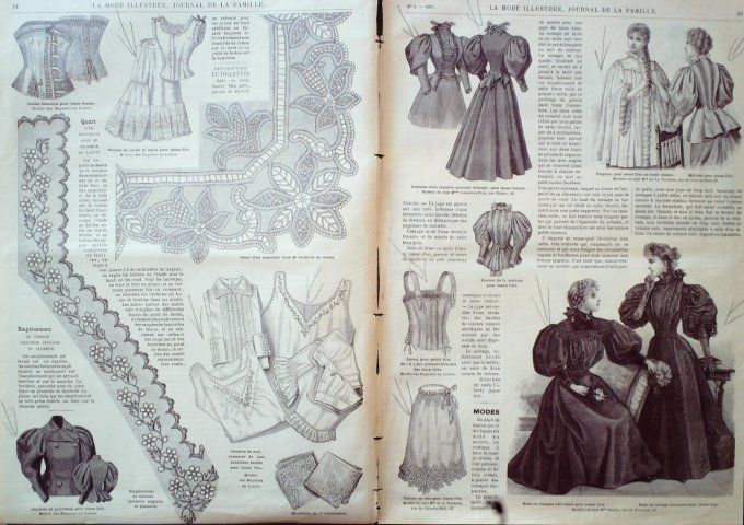 Journal Mode illustrée 1896 #  5 Costume garçon & robes fillettes