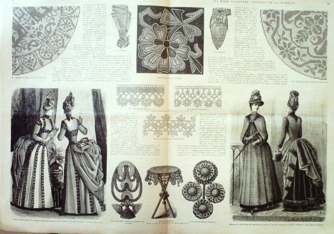 Journal Mode illustrée 1887 #  5 Robe en sicilienne & foulard