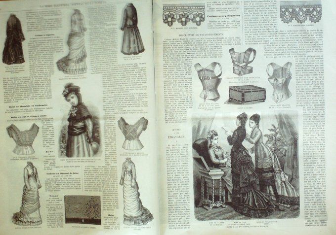 Journal Mode illustrée 1877 #  5 Robes en faye & de mariée