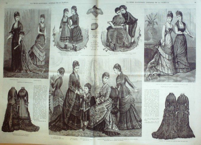 Journal Mode illustrée 1877 #  5 Robes en faye & de mariée