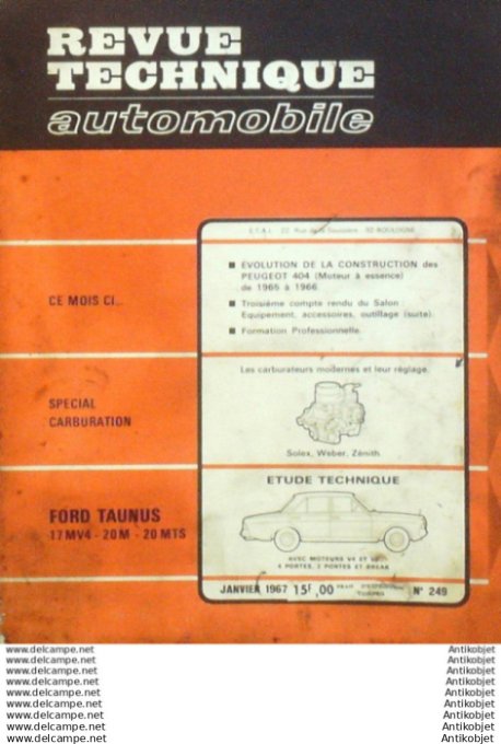 Revue Technique Automobile Ford Taunus 17Mv4 20M Peugeot 404  #249