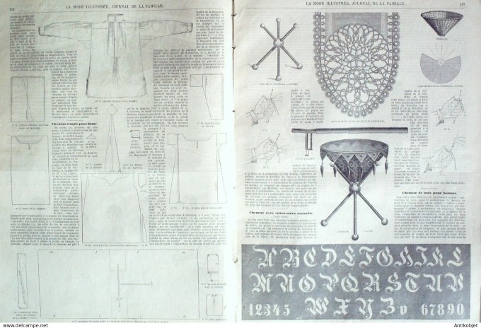 La Mode illustrée journal + gravure associée 1868 # 28