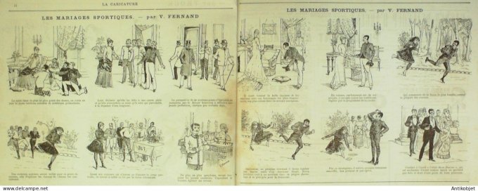 La Caricature 1884 n°215 Bal masqué Job Chasse Draner Trock Fernand