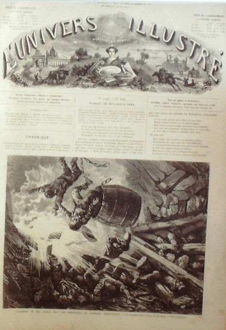 L'Univers illustré 1866 # 602 Angleterre Barnsley houillières Mozambique Guerriers cafres  