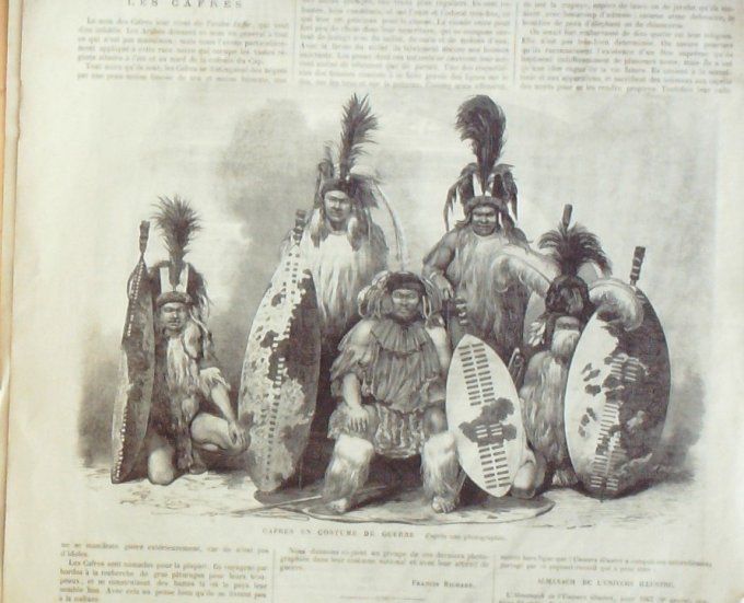 L'Univers illustré 1866 # 602 Angleterre Barnsley houillières Mozambique Guerriers cafres  