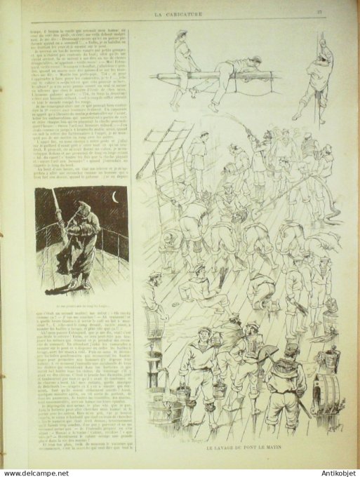 La Caricature 1885 n°265 La Marine en branle-bas de combat Barret Gino