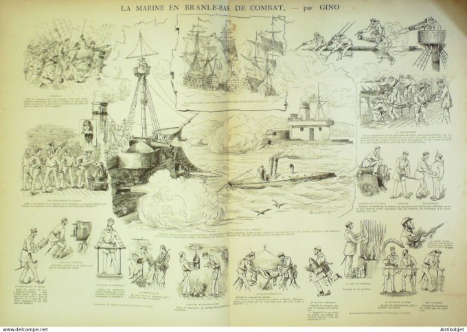 La Caricature 1885 n°265 La Marine en branle-bas de combat Barret Gino