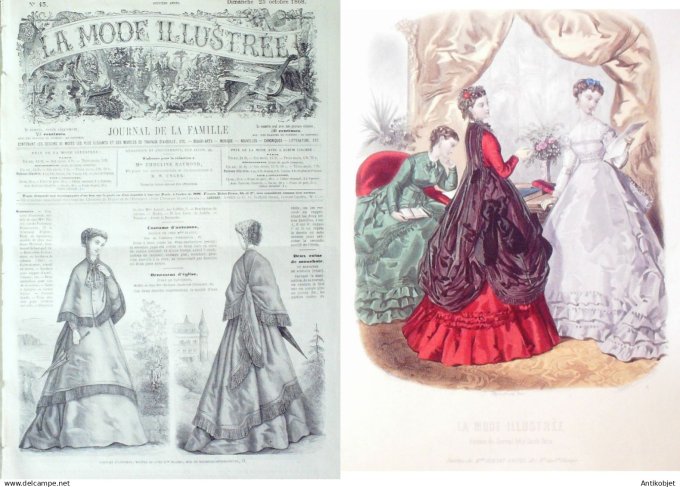 La Mode illustrée journal + gravure associée 1868 # 43