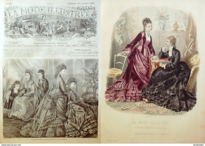 La Mode illustrée journal + gravure associée 1875 # 39