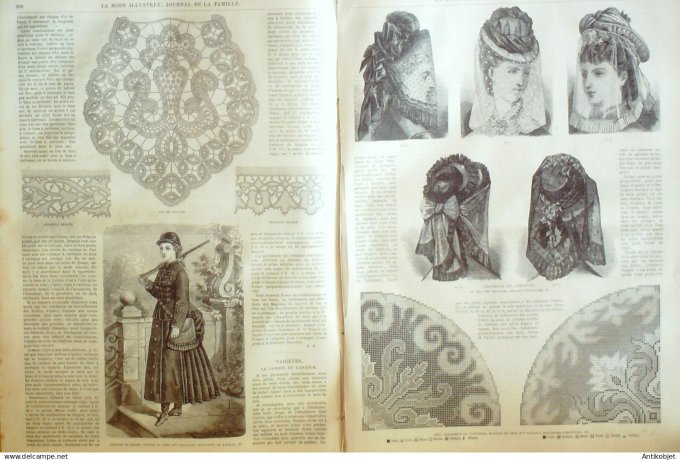 La Mode illustrée journal + gravure associée 1875 # 39