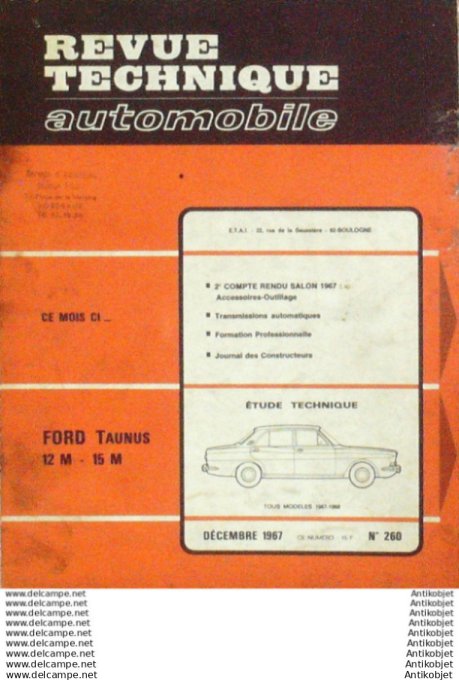 Revue Technique Automobile Ford Taunus 12M 15M  #260