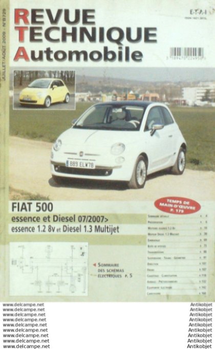 Revue Technique Automobile Fiat 500 E 07/2007  #729