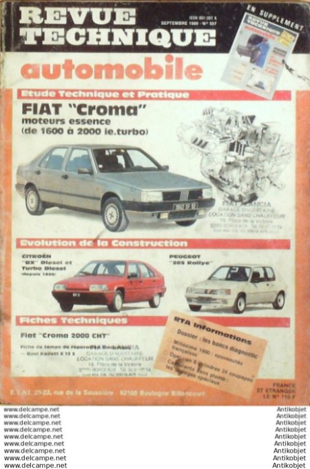 Revue Technique Automobile Fiat Croma Citroën BX Peugeot 205  #507