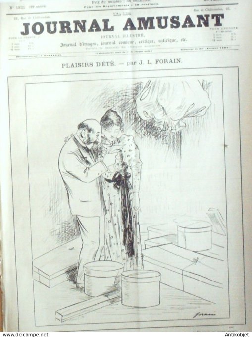 Le Journal Amusant 1891 n°1821 Plaisirs d' ét é villes d'eaux le billard physiologies parisiennes