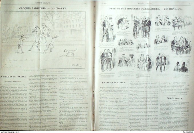 Le Journal Amusant 1891 n°1821 Plaisirs d' ét é villes d'eaux le billard physiologies parisiennes