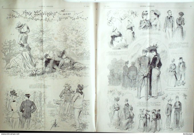 Le Journal Amusant 1891 n°1821 Plaisirs d' ét é villes d'eaux le billard physiologies parisiennes