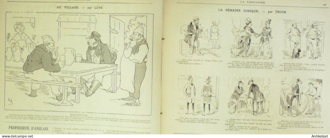 La Caricature 1885 n°310 Courses d'hiver Job Massenet par Luque Rabelais Toto Robida