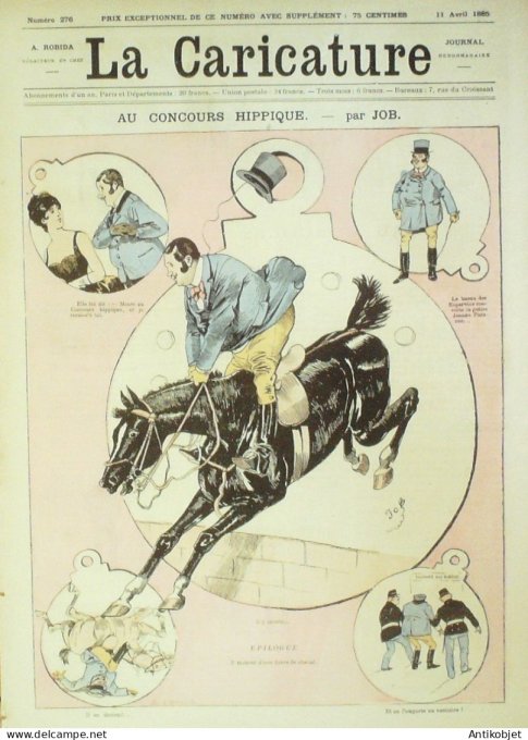 La Caricature 1885 n°276 Concours hippique voitures Job Barret