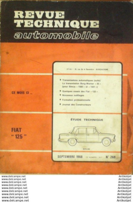 Revue Technique Automobile Fiat 125  #269