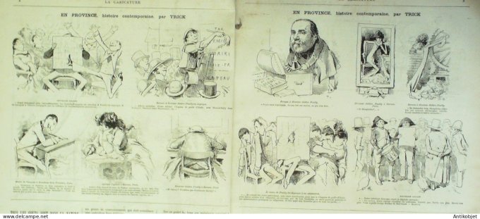 La Caricature 1880 n°  28 Code du duel à l'usage des Journalistes Robida Trick Draner