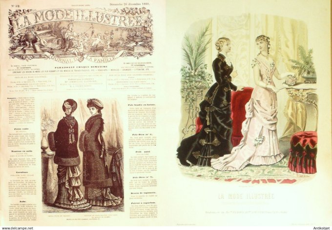 La Mode illustrée journal + gravure associée 1880 #  52