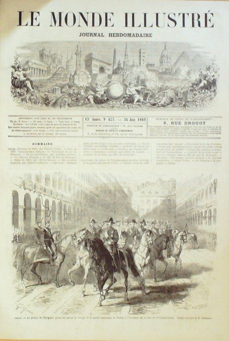 Le Monde illustré 1869 n°637 Turin Prince Carignan Brest Minon Bohémiens
