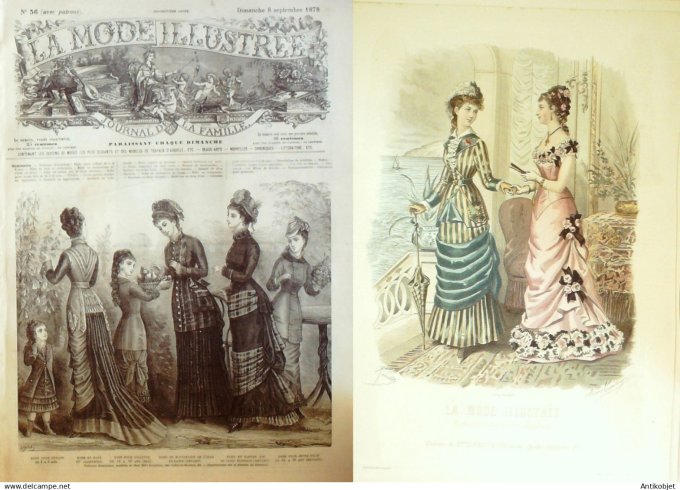 La Mode illustrée journal + gravure associée 1878 # 36