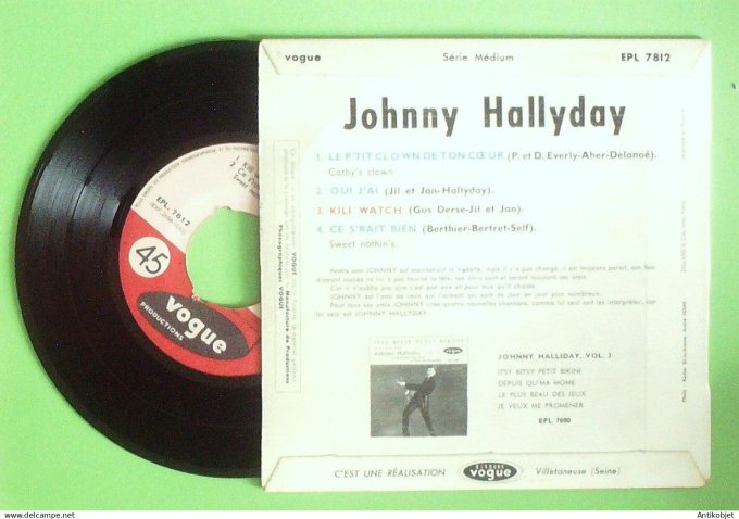 Hallyday Johnny 45T EP Kili Watch 1960