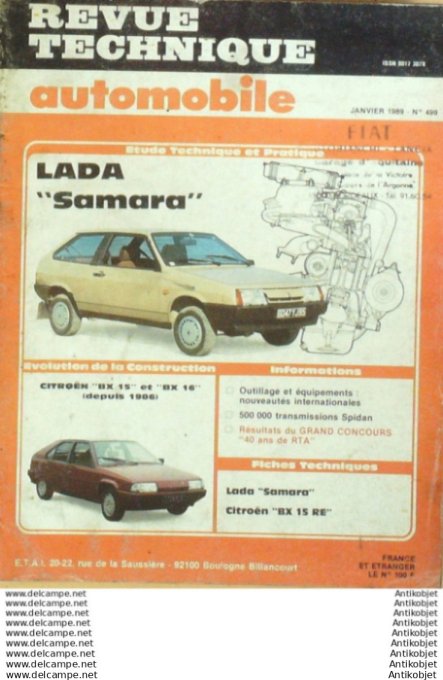 Revue Technique Automobile Lada Samara Citroën BX15 & 16  #499