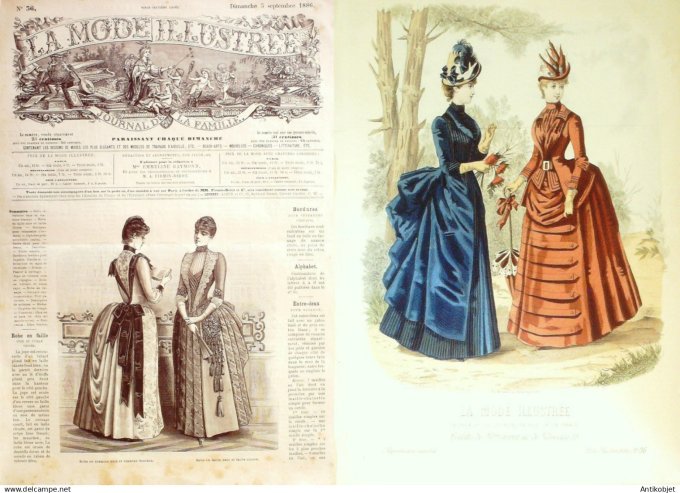 La Mode illustrée journal + gravure associée 1886 # 36