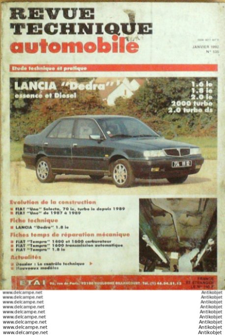 Revue Technique Automobile Lancia Dedra Fiat Tempra Uno 1987/1989 Selecta  #535