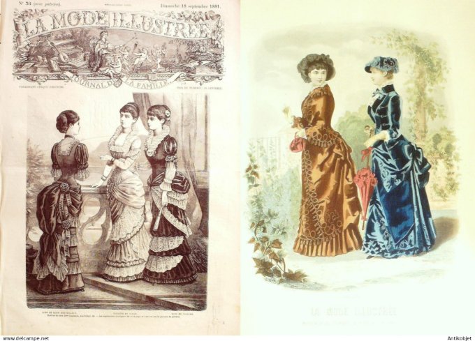 La Mode illustrée journal + gravure associée 1881 # 38