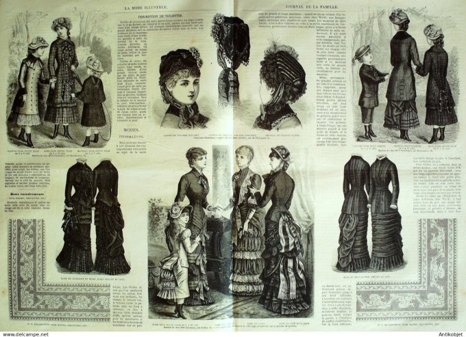 La Mode illustrée journal + gravure associée 1881 # 38