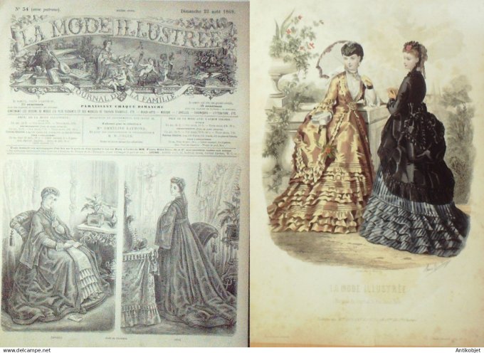 La Mode illustrée journal + gravure associée 1869 # 34