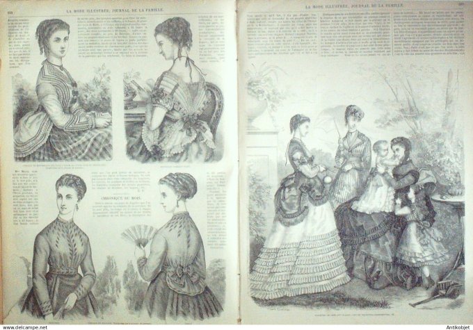 La Mode illustrée journal + gravure associée 1869 # 34