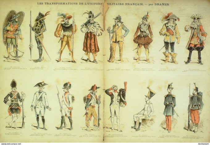 La Caricature 1881 n°  57 Les transformations de l'uniforme militaire Draner