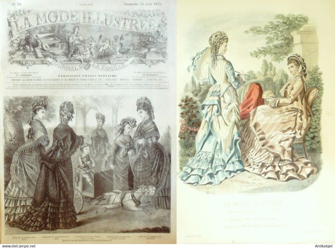 La Mode illustrée journal + gravure associée 1875 # 33