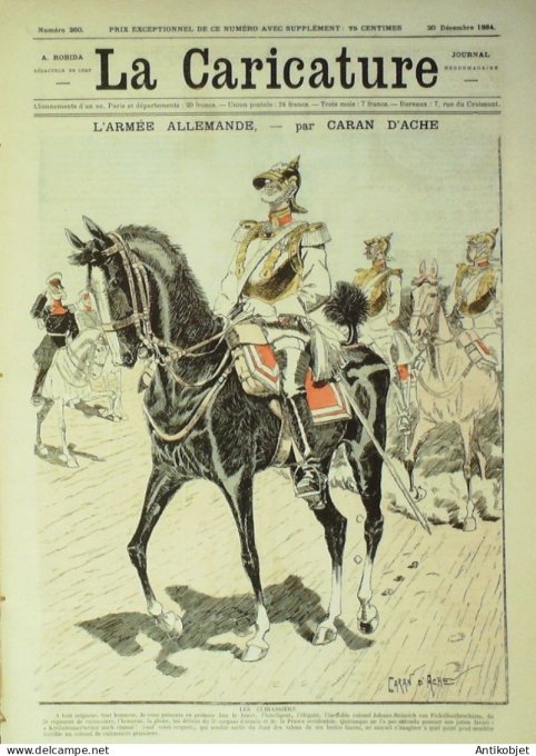 La Caricature 1884 n°260 Armée Allemande Cuirassiers Caran d'Ache