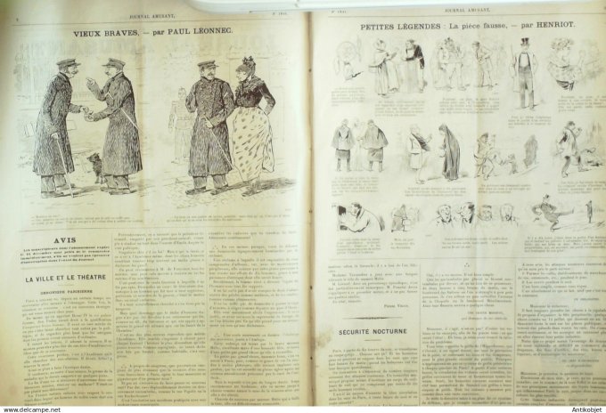 Le Journal Amusant 1891 n°1841 Voyages sans Paris Pr é-Martin Blim et Toche la pièce fausse