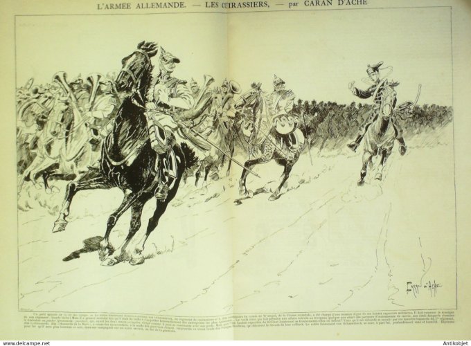 La Caricature 1884 n°260 Armée Allemande Cuirassiers Caran d'Ache