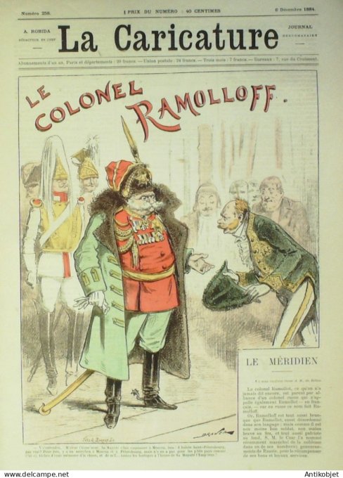 La Caricature 1884 n°258 Colonel Ramolloff Draner Pailleron par Luque Gino gibiers