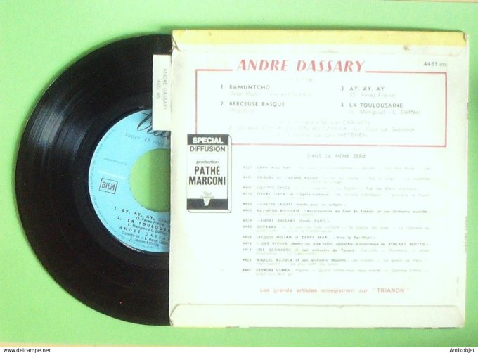 Dassary André 45T EP Ramuntcho berceuse Basque (languette) 1963