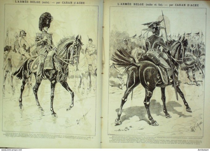 La Caricature 1886 n°328 Armée Belge Caran d'Ache Joséphine Sorel Loys Trock