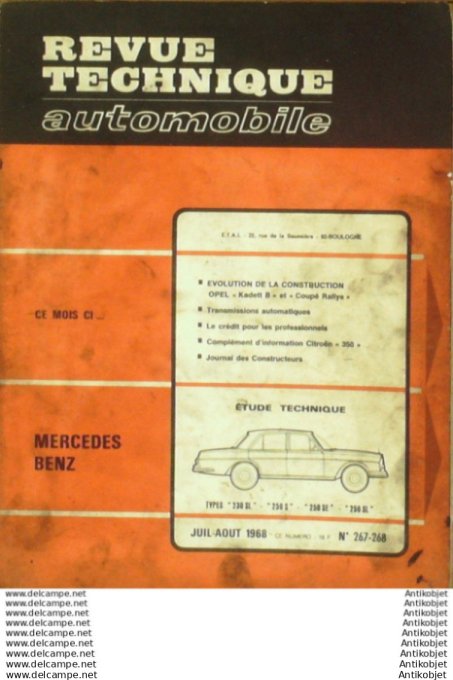 R.T Automobile Mercedez Benz 230 250 Opel Kadett B   # 267