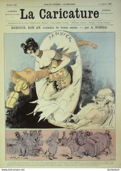 La Caricature 1887 n°366 Nouvel an Robida Sorel Trock Job