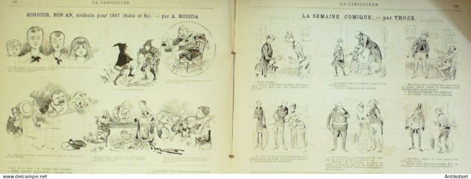 La Caricature 1887 n°366 Nouvel an Robida Sorel Trock Job